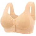 thumbnail image 2 of Gymayou Women Wireless Front Button Vest Bra Full Coverage Comfort Lingerie Wide Non-Slip Strap Easy Front Snap Sleep Underwear Beige 36, 2 of 9