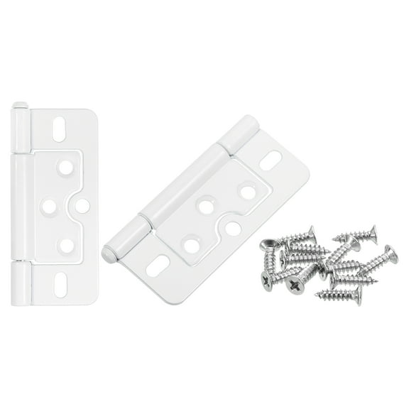 2Pcs 3x1.4 Inch Door Hinges Non-Mortise No Noise Plating, White
