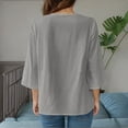 thumbnail image 4 of Olyvenn Linen Shirts for Women Summer 3/4 Sleeve V-Neck Lace Tunic Tops Casual Pullover Loose Blouse Trendy Dressy Shirts 2025 Gray L, 4 of 9