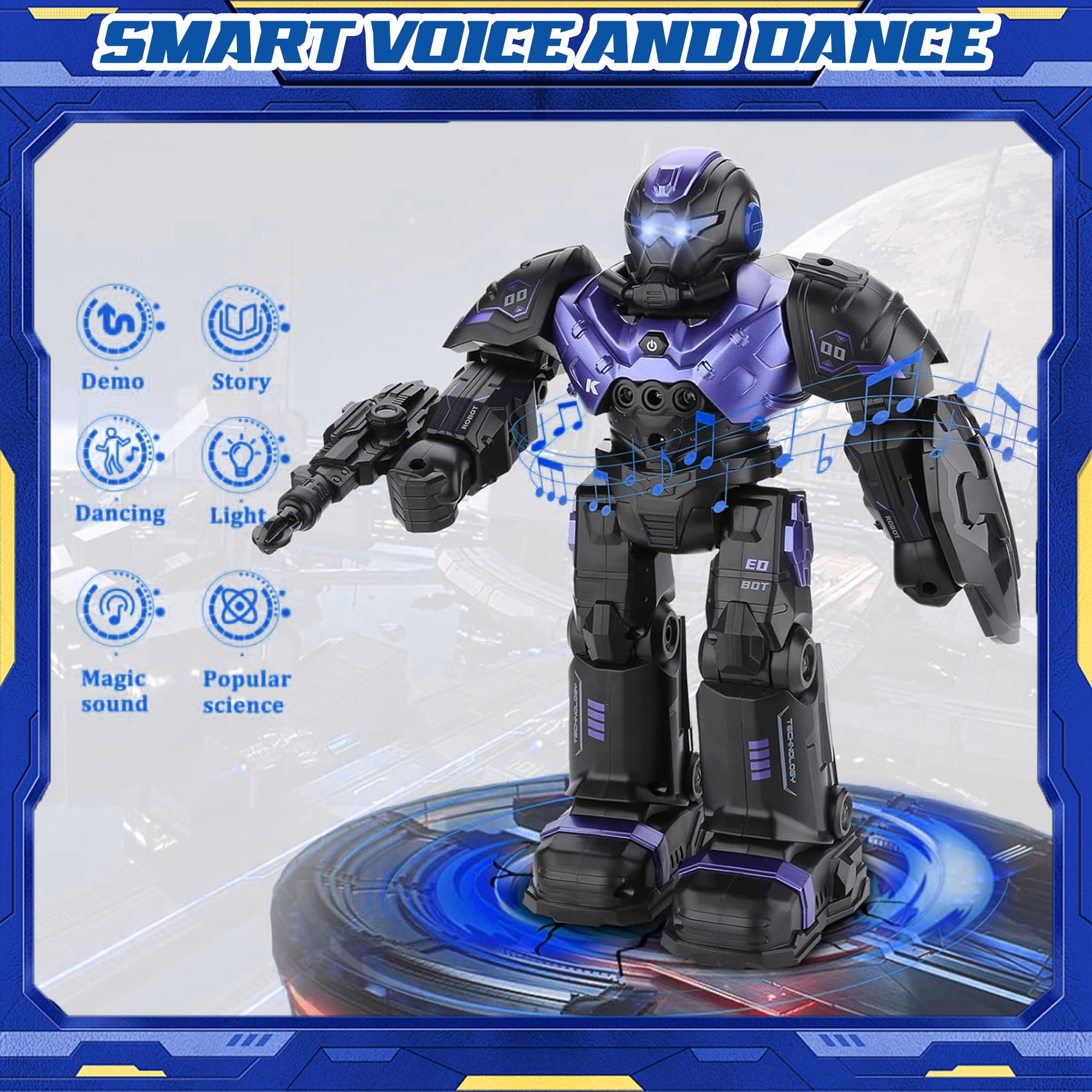 JUGAAD LIFE RC Robot Toys for Kids, Smart Remote Control Robot with Talking, Singing, Dancing, Programmable Interactive Gesture Sensing, Gifts for Boys Girls Age 3 4 5 6 7 8-12 Years Old (Purple)