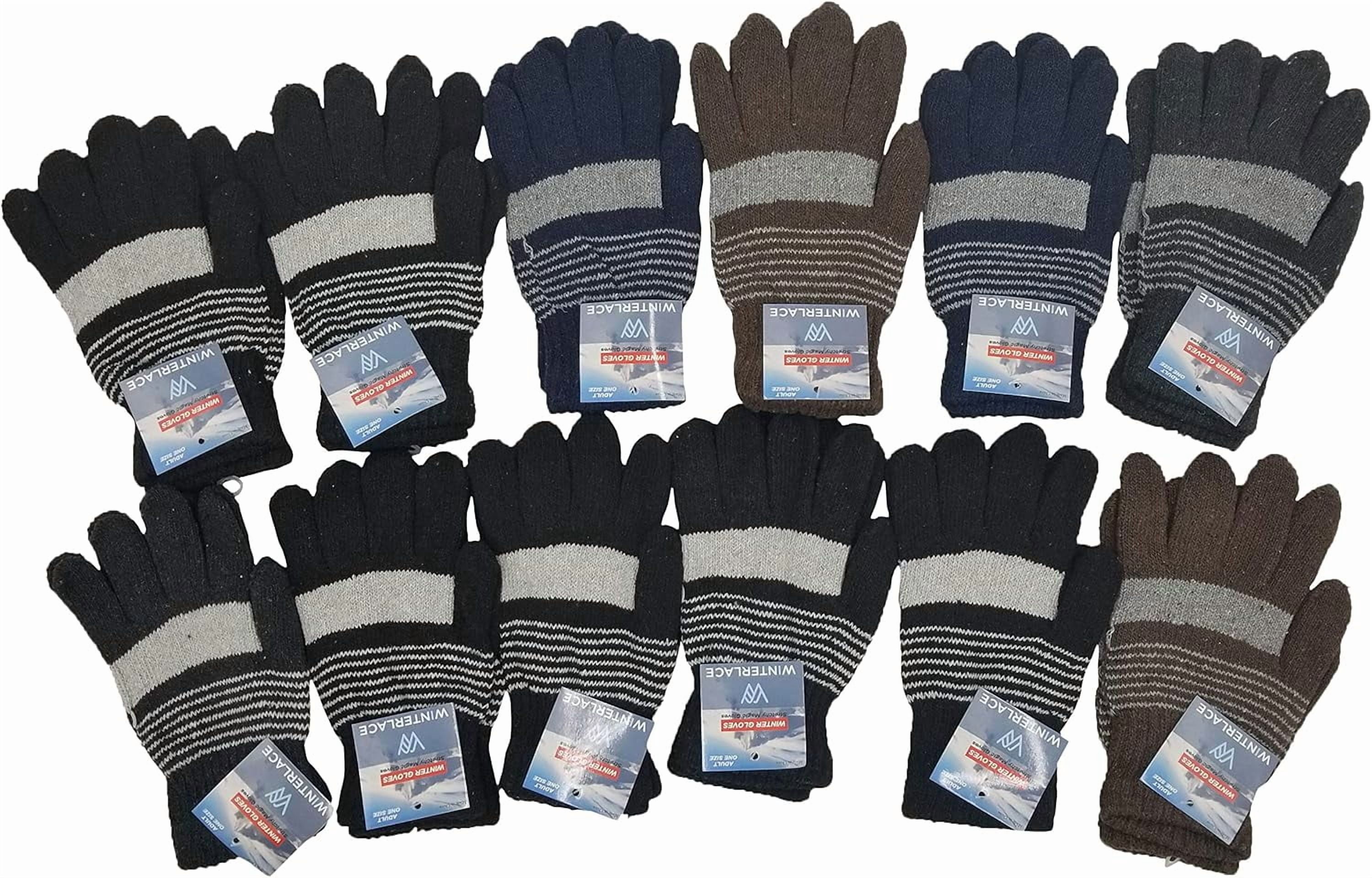 48 Pairs Winter Magic Gloves, Bulk Warm Brushed Interior, Stretchy Assorted Mens Womens