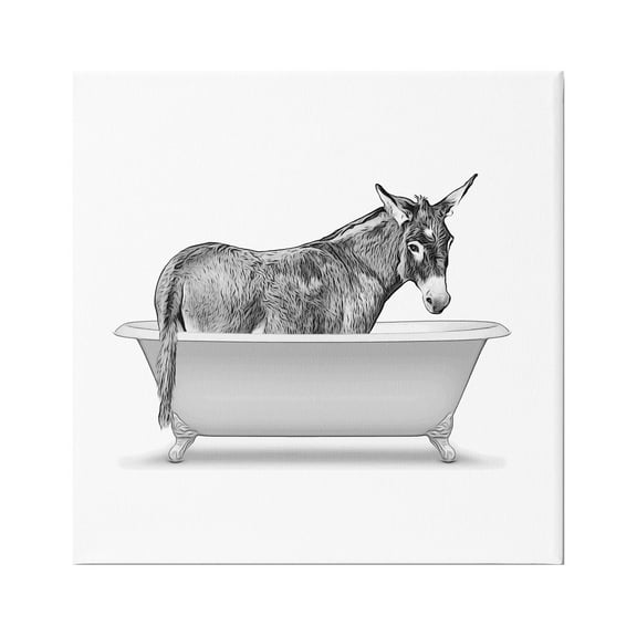 Stupell Industries Monochrome Donkey Antique Tub Graphic Art Gallery Wrapped Canvas Print Wall Art, Design by Annalisa Latella