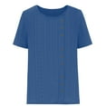 thumbnail image 5 of Mrat Button Short Sleeve Women's Fashion Solid Color Comfortable Loose Short Sleeve Blouse Button Court Lock Casual Round-Neck Tops Summer Tops 2024 S-26 Blue XXL, 5 of 6