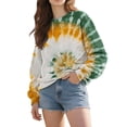 thumbnail image 5 of Bovemsi Womens Sweatshirts Women's Tie Dye Patterned Sweatshirt Round Neck Oversized Novel Interesting Fall Fashion Outfits 2025 Clothes, 5 of 9