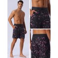 thumbnail image 5 of DARING DIVA Men's Elastic Waist Drawstring Hawaiian Print Athletic Swim Trunks 36 Black, 5 of 6