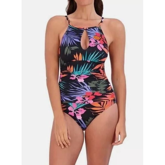 Jessica Simpson Women's Textured One-Piece Swimsuit, Multi Floral Large