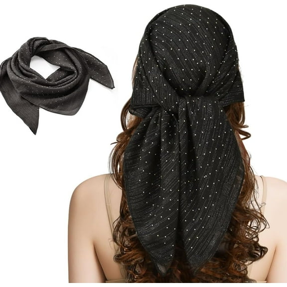 Women's Glitter Decor Head Scarf, 2025 New Head Scarf for Women, Solid Shimmer Sparkle Hair Scarf