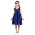 thumbnail image 1 of Kaerm Robe en Chiffon pour Filles Tout-Petits Robe de Demoiselle d'Honneur Taille Fleur Nœud Dos Robe de Bal Bleu Marine 12, 1 of 7
