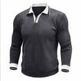 thumbnail image 4 of Generic Men's Ribbed Long Sleeve Polo Shirts V-Neck Textured Solid Color Pullover Casual Corduroy Texture Sweatshirt, 4 of 7