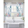thumbnail image 5 of Coastal Octopus Sheer Curtains 54 Inch Length 2 Panels for Living Room, Summer Beach Nautical Ocean Coral Seahorse Voile Kitchen Curtain Set, Luxury Privacy Drapes Window Treatment for Bedroom, 5 of 7