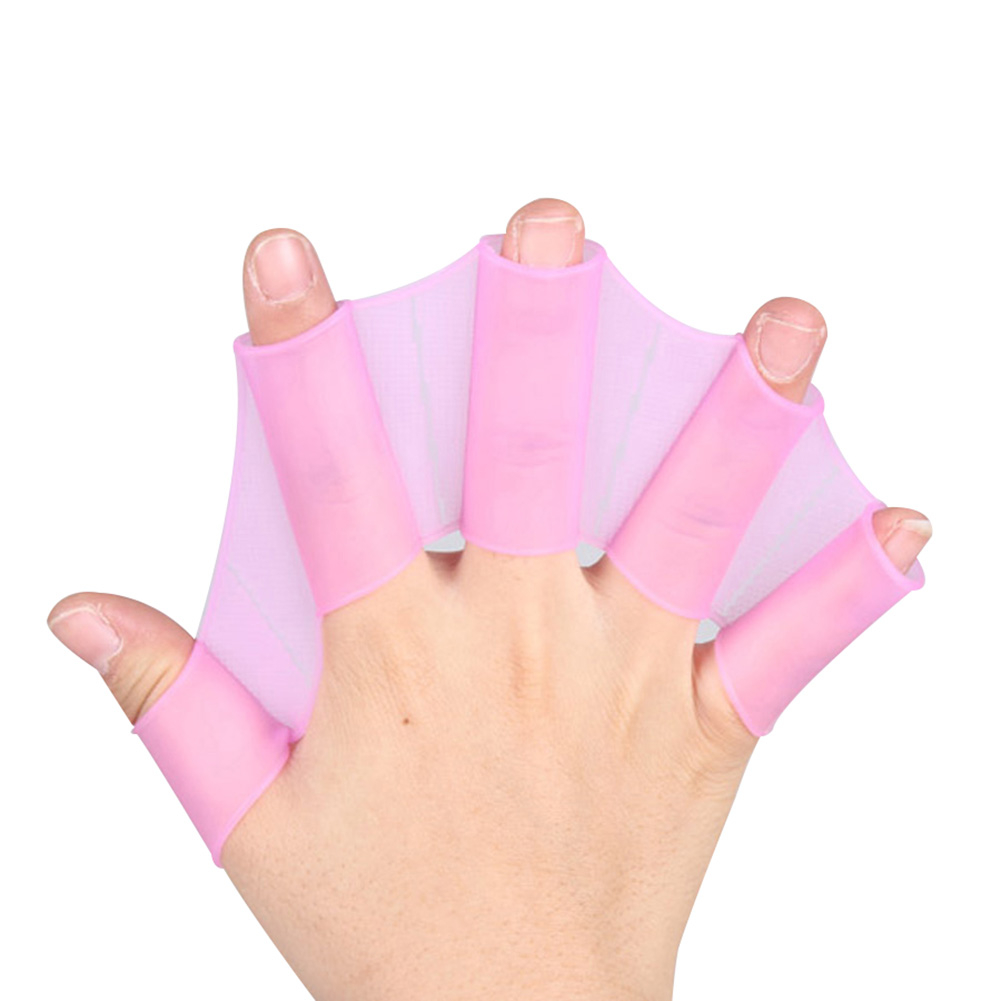 1 Pair of Silicone Swimming Hand Flippers Swim Training Finger Gloves