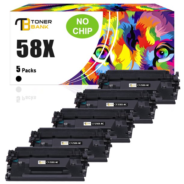 Toner Bank 5Pack Compatible Toner for HP CF258X 58X LaserJet Pro M404