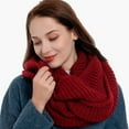 thumbnail image 5 of Chunky Scarf Women'S Winter Knit Infinity Scarf Fashion Thick Warm Circle Loop Scarves Soft Fall Winter Thick Warm Women-Jujube Red, 5 of 5