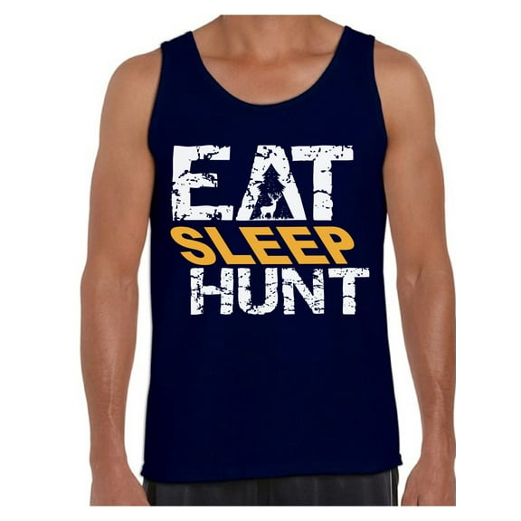 Awkward Styles Eat Sleep Hunt Men's Tank Top Hunting T-Shirt for Him Eat Sleep Hunt Tanks Hunter's Tank Top for Boyfriend Hunting Lovers Gifts Hunter Tank Top for Dad I Love Hunting Shirt for Men