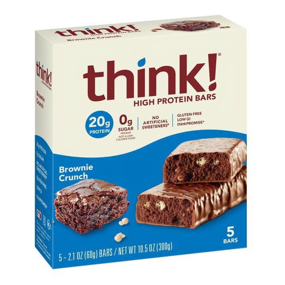 (6 Pack)Think! Thin Brownie Crunch High Protein Bars, 5/21 oz.