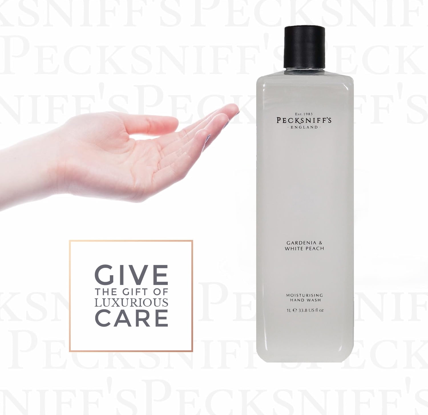 Pecksniff's Gardenia & White Peach Scented Moisturizing Hand Wash Refill | 1 L/1000 ml, 33.8 fl oz
