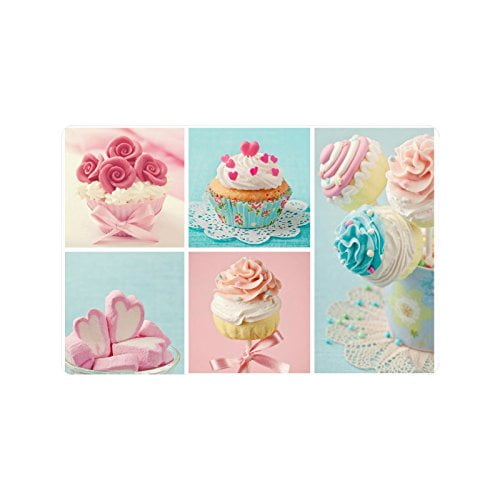YUSDECOR Funny Pastel Colored Cupcakes Marshmallow Doormat Rug Home Decor Floor Mat Bath Mat 23.6x15.7 inch