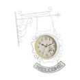 thumbnail image 3 of Reloj de pared antiguo de doble cara, estilo de estación de tren de hierro, reloj de arte silencioso de doble cara, redondo para estudio, Blanco Sunnimix Reloj de pared de doble cara, 3 of 7