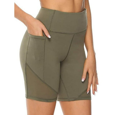 Womens Plus Size Yoga Shorts Summer Seamless Pocket Casual Running Sports Cycling Shorts Gym Jogging Workout Hot Pants