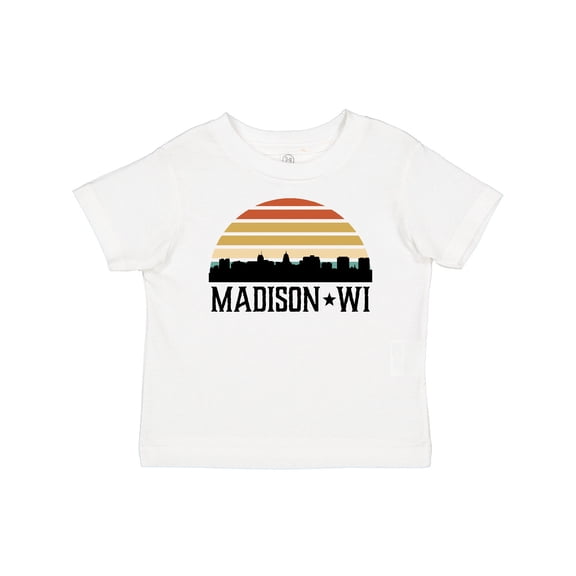 Inktastic Madison Wisconsin Skyline Retro Sunset Boys or Girls Baby T-Shirt
