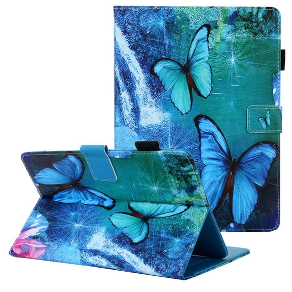 Universal 10" Tablet Case, Allytech Wallet Stand Cover w/Credit Card Slots for iPad 9.7 2018/ iPad Air 1 2/ Galaxy Tab A 10.1 S4 10.5/ Tab E 9.6/ Fire HD 10/ Google & More 9.5-10.5",Butterfly