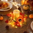 thumbnail image 5 of 3 Styles Fall Maple Leaf Candle Ring Artificial Sunflower Berry Wreath LED Thanksgiving Autumn Table Centerpiece Kitchen Home Decor Gift, 5 of 7