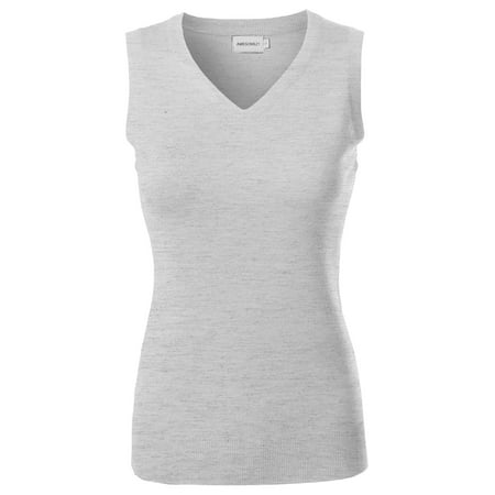 FashionOutfit Women's VISCOSE Solid Office Soft Stretch Sleeveless Knit Vest Top