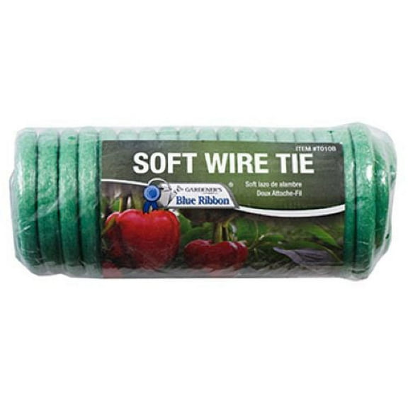 Midwest T010GT 32.5' Foot Roll Of Green Soft Foam Covered Plant Twist Tie Wire - Quantity of 2