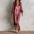 thumbnail image 6 of AUNVITO Women's Long Sleeve Sequin Party Dress with High Slit Elegant Glamorous Maxi Dress for Evening Events, 6 of 9