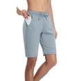 thumbnail image 4 of Women's Lounge Athletic Shorts with Pockets Knee Length Workout Biker Walkshorts, 4 of 8