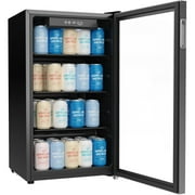 Angle View: hOmeLabs Beverage Refrigerator and Cooler - 120 Can Mini Fridge with Glass Door for Soda Beer or Wine - Small Drink Dispenser Machine for Office or Bar with Adjustable Removable Shelves