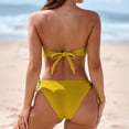 thumbnail image 4 of FhsagQ Womens Swimsuit Sets Women's Ruffled Edge Bandeau Bikini Set With Removable Straps Two Piece Swimsuit for Beach and Pool Swimsuit Sets for Women Bikini Womens Swimsuit Sets Robe Yellow XS, 4 of 6
