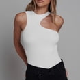 thumbnail image 3 of Slatcetga Body Sin Mangas Cuello Redondo Asimétrico Body De Punto Ajustado Ajustado Top para Citas XL Blanco, 3 of 6