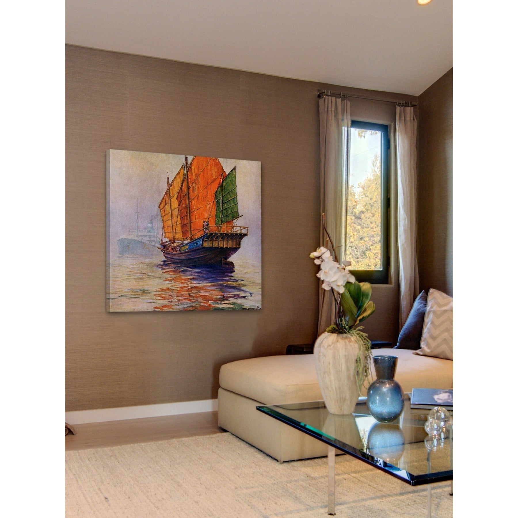 Marmont Hill 'Orange Reflection' Painting Print on Wrapped Canvas