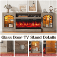 thumbnail image 3 of Waleaf 70" TV Stand with 3-Sided Glass Electric Fireplace, Modern Media Entertainment Center for TVs up to 80", Slim Wood Console with 21-Mode LED Lights & Adjustable Shelves, 3 of 8