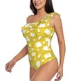 thumbnail image 2 of Wukai Tulips Flowers Chic One Shoulder Swimwear with Ruffle Design and Tummy Control Skirt: Fashionable, Supportive, Comfortable for Beach-XX-Large, 2 of 7