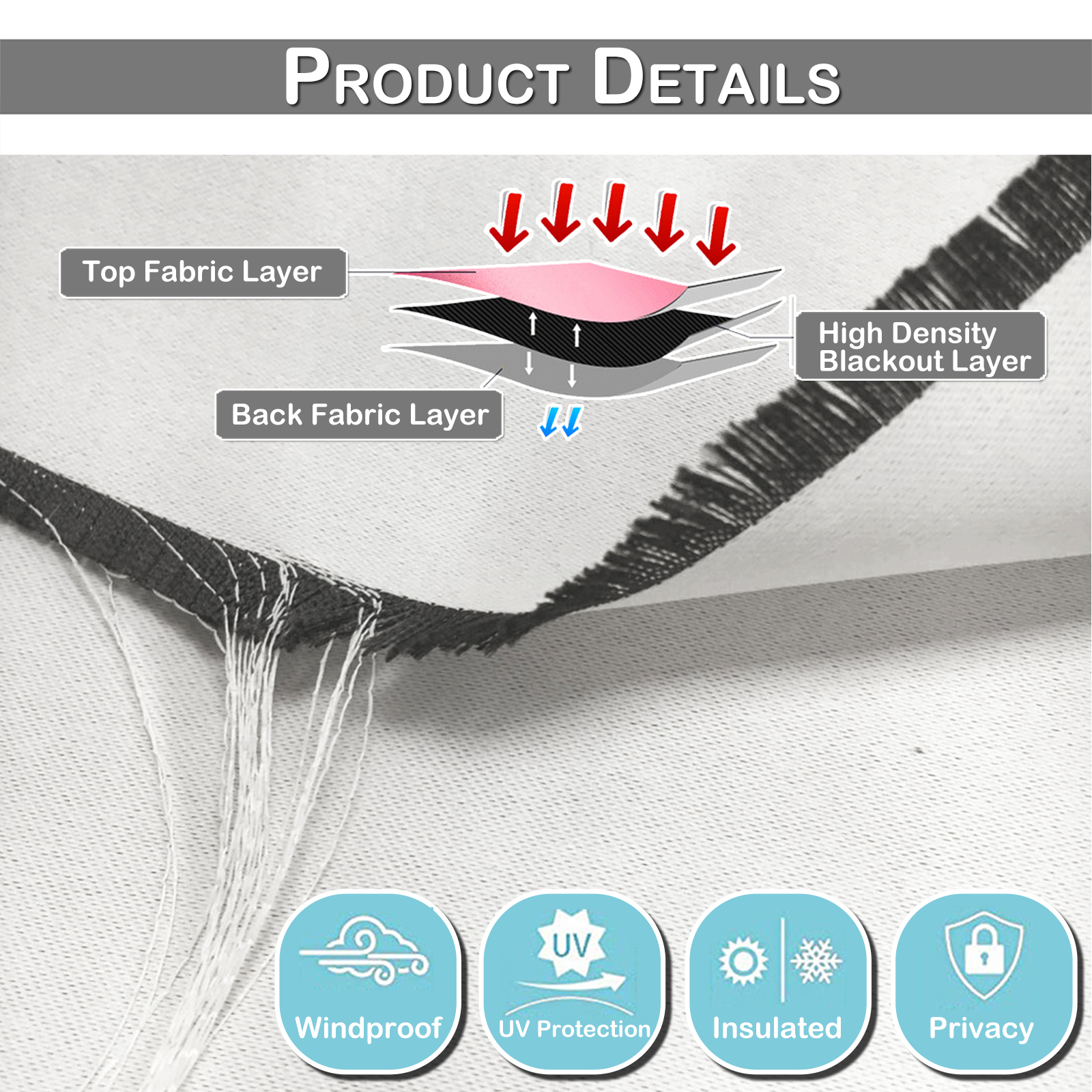 DONGPAI Extra Wide Outdoor Curtain for Patio Waterproof, Detachable Sticky Tab Top Thermal Insulated Privacy Outdoor Dividers for Porch, 1 Panel, 100''x 84'', White