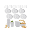thumbnail image 1 of 6 Personas Vajilla Juego Cocina Trigo Plato Tazas Kit 66pzs Xtellar blanco, 1 of 4
