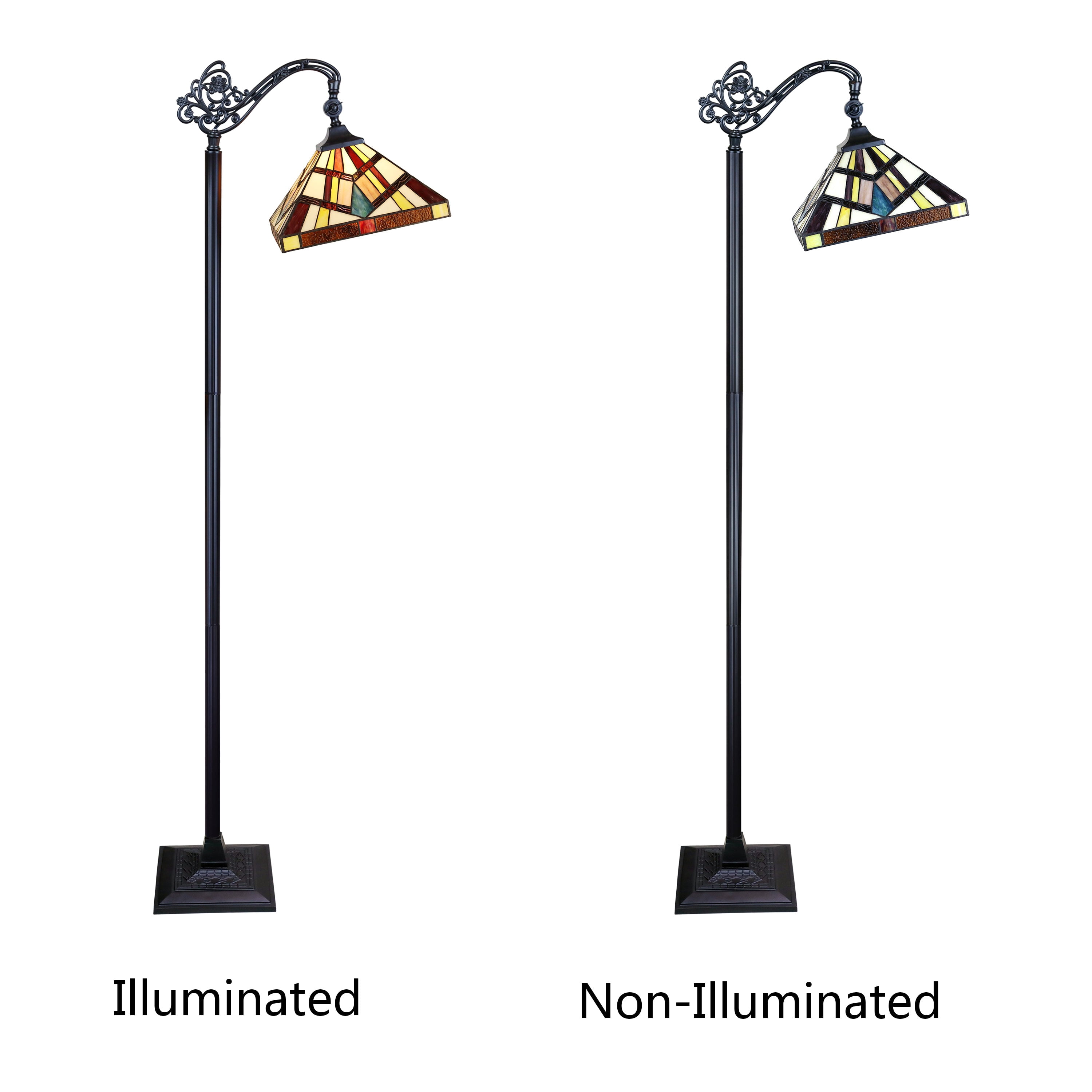 RADIANCE Goods Tiffany-Style Blackish Bronze 1-Light Mission Reading Floor Lamp 11" Shade