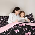 thumbnail image 5 of Homewish Black Pink Ribbon Bedding Comforter Set for Child, Kawaii Cartoon Bow Twin Comforter Sets, Fairy Tale Princess Reversible Bedding Set, Ultra Soft Bedroom Decor, 2-Piece, 5 of 8