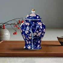 Tongina Ceramic Flower Vase Ginger Temple Jar Flowerpot Decorative Bud Vase Decoration Tea Canister Storage Pot for Desk Coffee Base