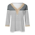 thumbnail image 4 of YUGYXL 3/4 Sleeve Tops for Women V Neck Loose Fit Boho Shirts Lace Printed Casual Spring Summer Fashion Gray M, 4 of 5