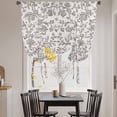 thumbnail image 4 of Pastoral Flowers Tie Up Curtain 63 Inches Long, Dark Grey Flower Farm Linen Texture Balloon Style Kitchen Window Curtain Over Sink, Small Window Rod Pocket Curtain 52"x63", 4 of 9