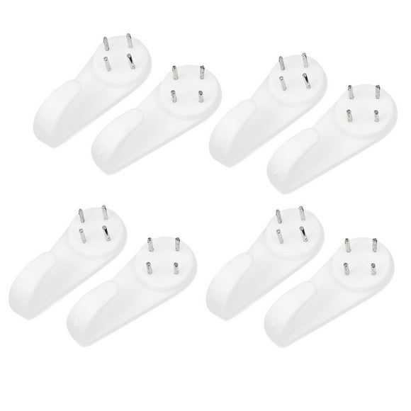 50mmx20x15mm White Plastic Hard Wall Picture Frame Nail Hook Hanger 8pcs