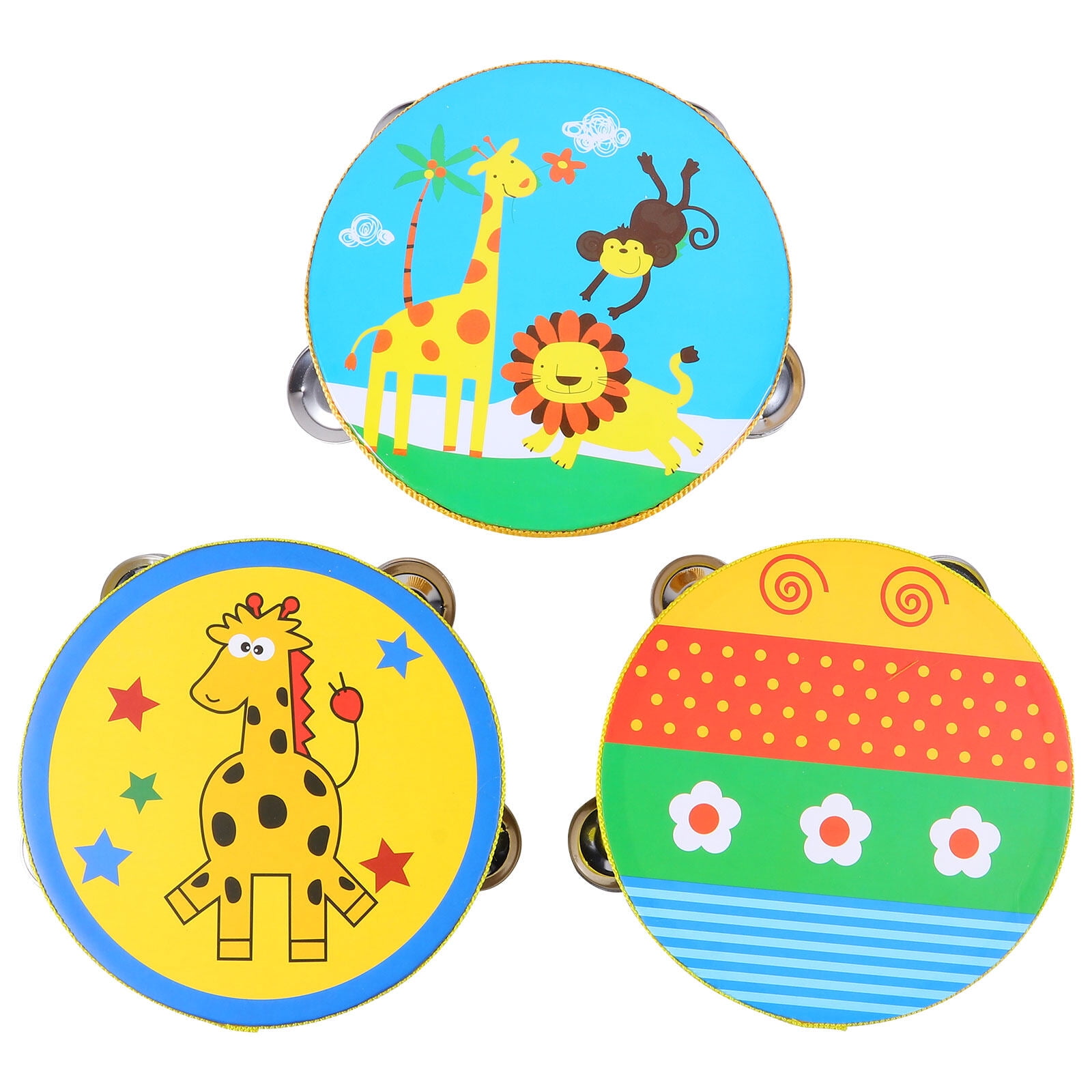 Homemaxs Baby Tambourine Lovely Wooden Tambourine Drum Musical