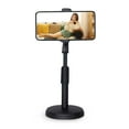 thumbnail image 1 of TFixol Desktop Cell Phone Stand Holder Clamp Tablet Stand Adjustable Height Portable Stable Round Base for Watching Online Classes Video Photo Shooting Live Streaming Black, 1 of 7