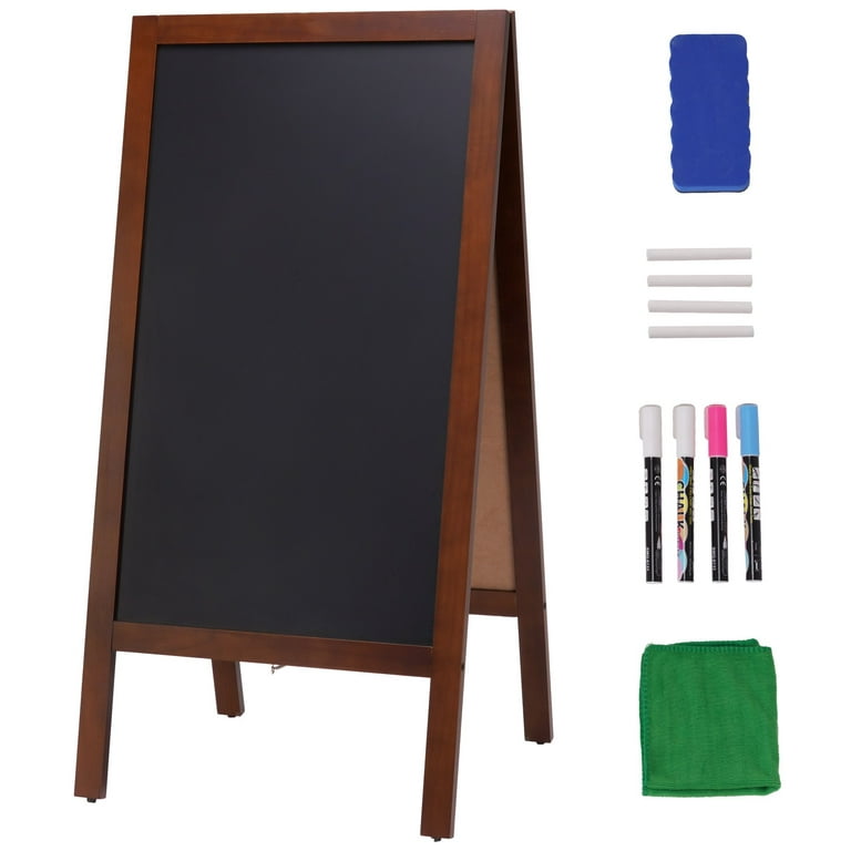 Magnetic A-Frame Chalkboard Sign, Extra Large 20 inch x 40 inch, Standing Chalkboard Easel, with Chalk Marker + Chalk & Eraser, Sandwich Board Outdoor