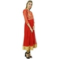 thumbnail image 4 of Bimba Women's Designer Anarkali Wedding Red Embroidered Net Kurta Dress-10, 4 of 7