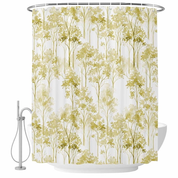 Watercolor Forest Green Shower Curtain, Waterproof Shower Curtains for Bathroom, Abstract Art Modern Trees Washable Fabric Bathtub Curtain Set Bath Decor with 12 Hooks Extra Long 72"x96"