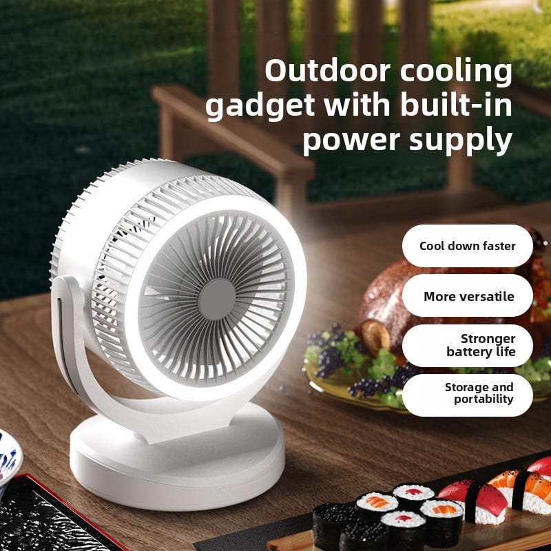 2400mAh USB Rechargeable Desk Fan, 3-Speed Air Circulator with Built-in Night Light, Portable Mini Fan for Indoor, Outdoor & Car Use